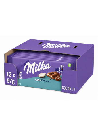 Pieninis šokoladas MILKA BUBBLY COCONUT, 97g x 12vnt dėžė. 1,39€ - vnt